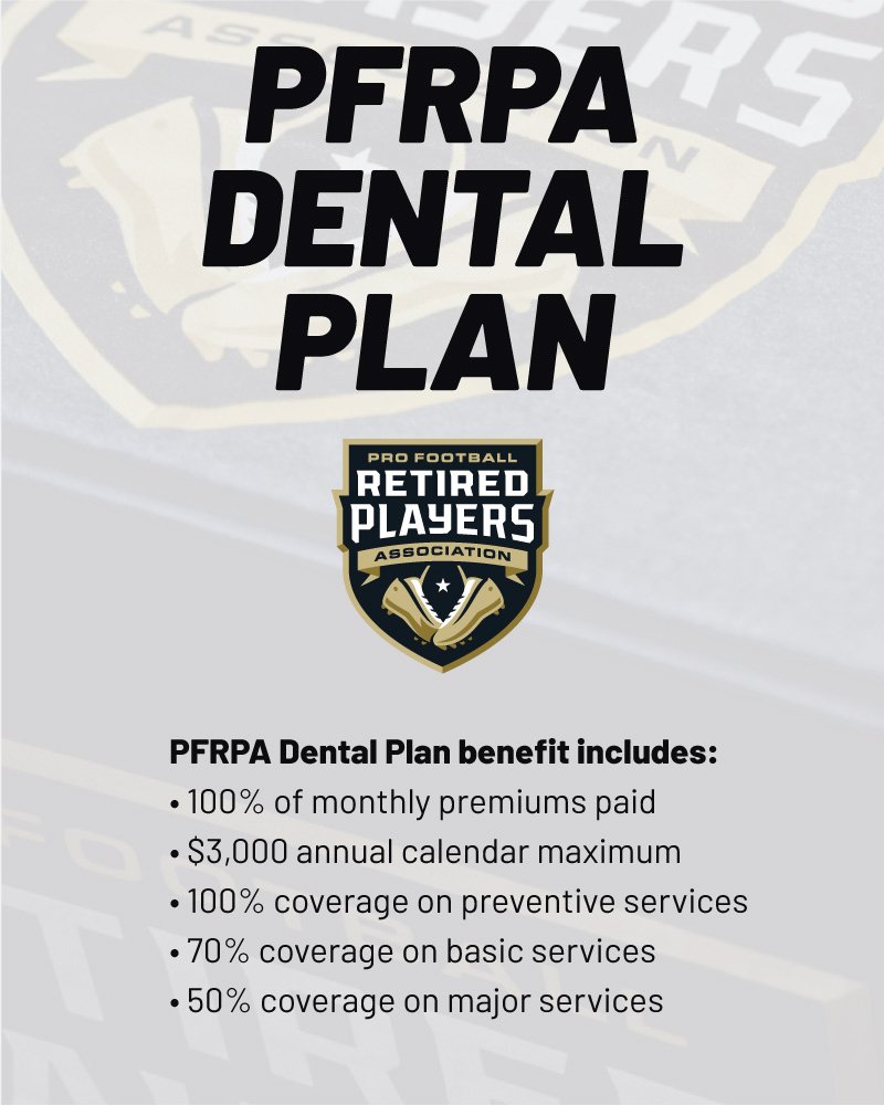 More than 10,300 retired NFL players have been enrolled in the PFRPA Dental Plan! Any retired player that has yet to receive information on this benefit should 📧 info@pfrpa.com to inquire about eligibility.