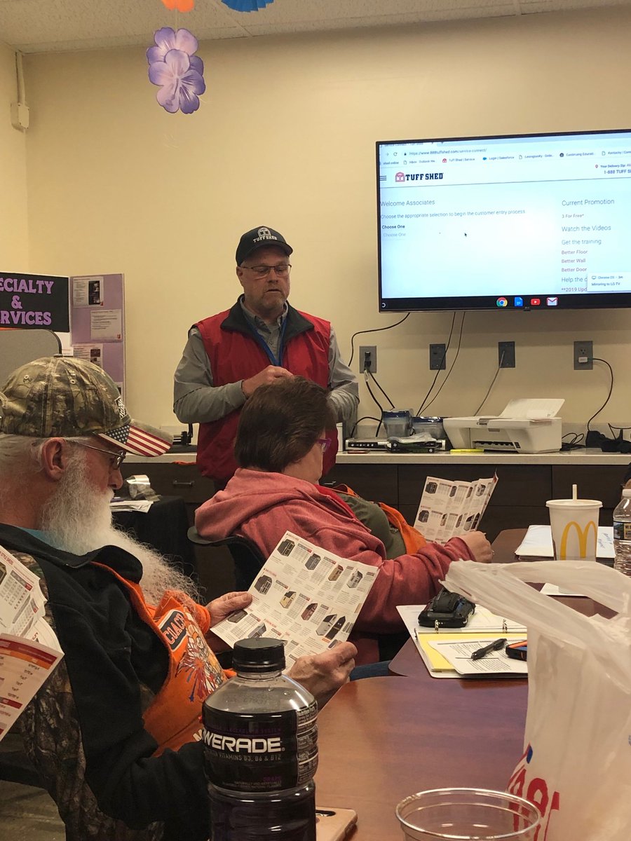 Kimmeye1's tweet photo. Scott teaching the 2307 DS team about Tuff Sheds!! 🎉⭐️ @thd_young @THDMark @SamanthaASM2307 @ginamorris508 @ScottTuffshed #DRIVINGSALES #LEADSINSALESWIN #PRESTON2.0 https://t.co/9iM3PPMBNE