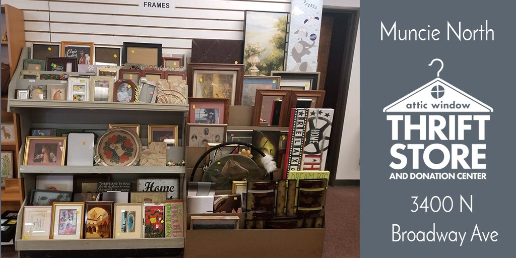 Muncie North has restocked their pictures and frames. Stop in soon to see their wide selection of sizes and styles. So many possibilities! Search out re-'purpose picture frames' for unique ideas! munciemission.org/attic-window/l…