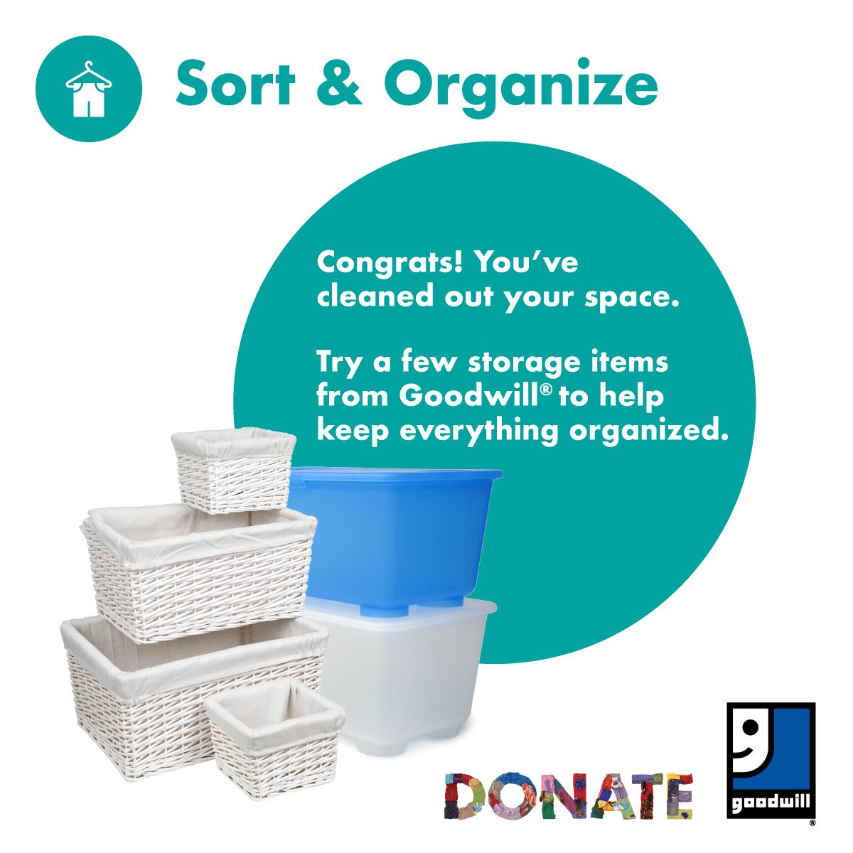 goodwilltulsa's tweet image. #SpringCleaningChallenge Day 5: Sort &amp;amp; Organize
You did it! We know the process of #decluttering often brings the desire to stay #organized with cute bins and baskets. Stop by #Goodwill to see what storage bins we have in stock. #SpringCleaning
