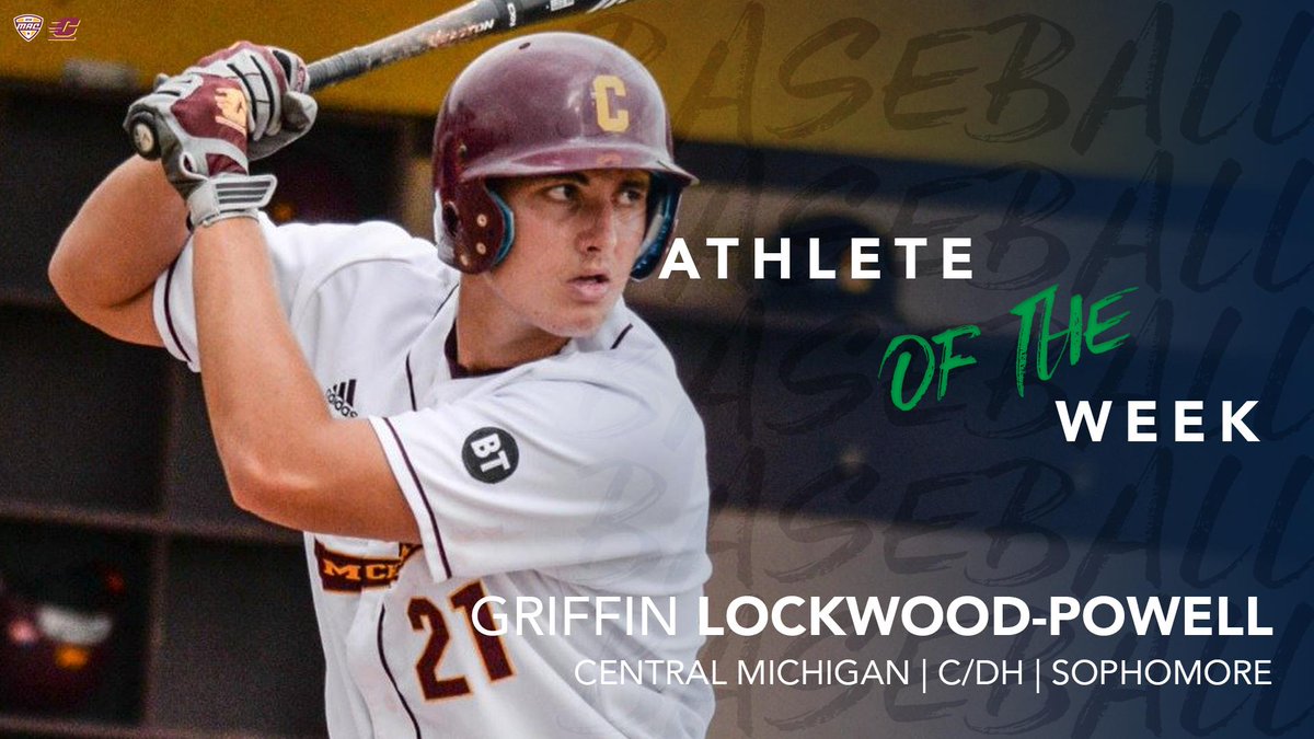 MACSports's tweet photo. Central Michigan's @GPLP21 turned in a phenomenal week at the plate as the Chippewas claimed their MAC opening series over Ohio. Lockwood-Powell slashed at a .727 clip over the three-game stretch with a 1.636 slugging pct. He tallied eight hits, three HR's &amp; seven RBI. #MACtion https://t.co/vout9ttg7Y