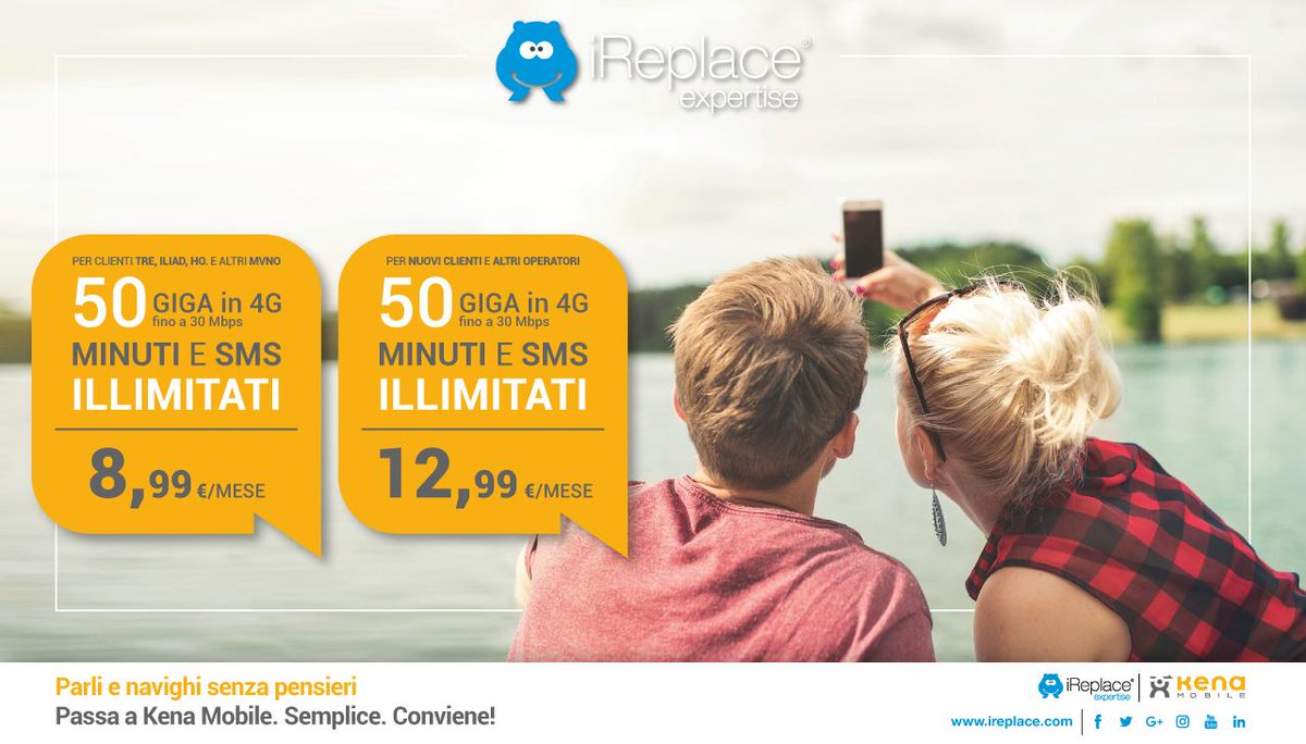 iReplace_IT's tweet photo. Parla e naviga senza pensieri,
grazie a Kena Mobile.

Visita i nostri store e scopri di più su tutte le promo.

#iReplace #KenaMobile #NonSoloRiparazioni https://t.co/4eHyNnsLx1