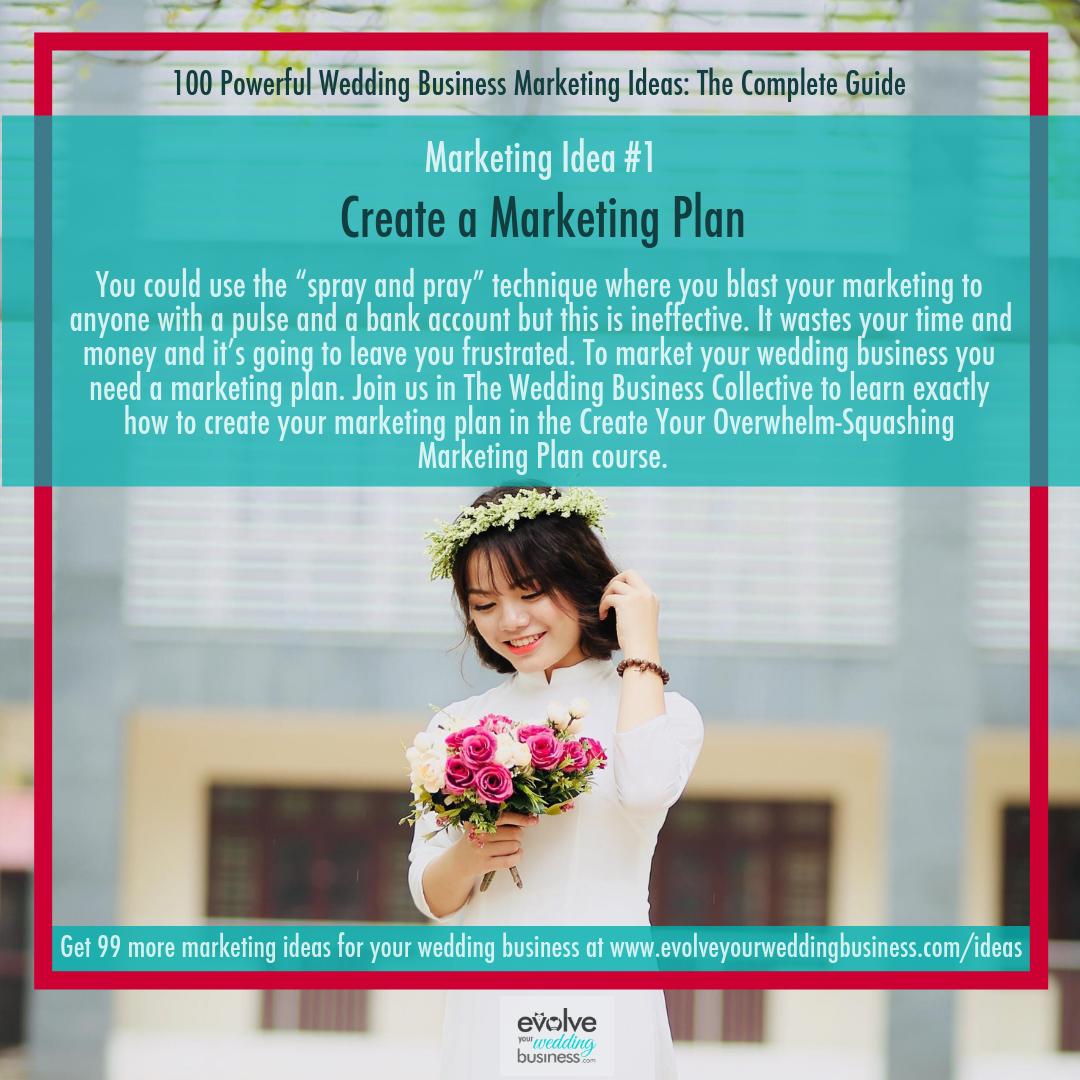 It’s Marketing Ideas Monday! Go on, take this marketing idea and apply it to your wedding business. Want more? Get 99 more marketing ideas for your wedding business at bit.ly/2W5H7Nq #marketingideasmonday #weddingbusiness