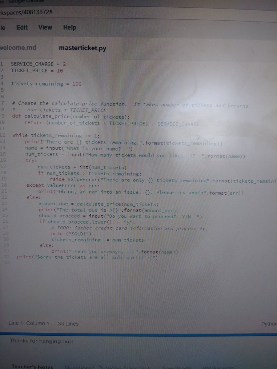 JayGetsBucket_s's tweet photo. This is a ticket price calculator I learned to make these past weeks in treehouse. I also did Python basics, Introduction List, and Python collections modules in treehouse so now im trying to make different types of python calculators with the other modules I will learn. #TFNCWAD https://t.co/aSM5sOeydl