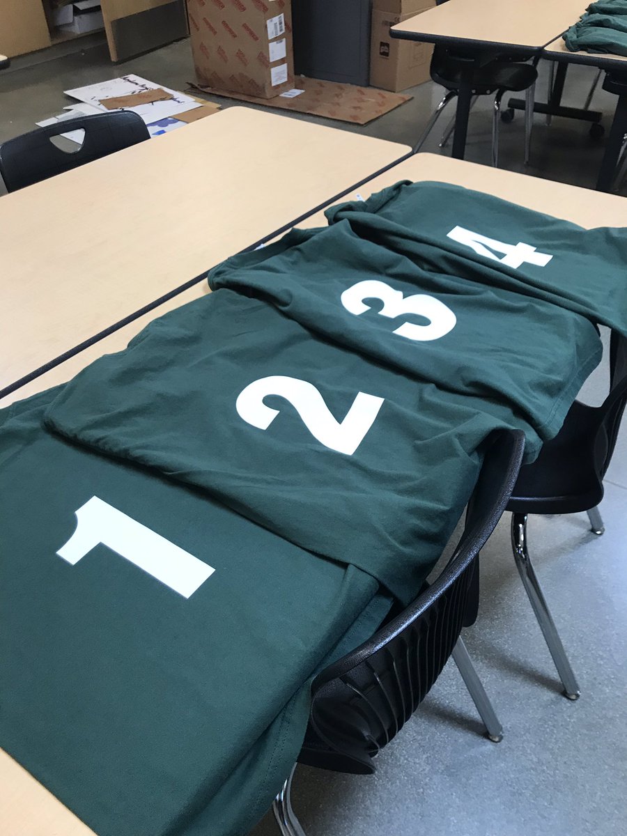 AllieBBogart's tweet photo. Feels like a factory in my Design and Modeling classroom today. Making t-shirts for @CatoMiddle softball team. Epitome of learning by doing, authentic audience. #teambcsd @PLTWorg #catostem https://t.co/WLtHVeXKMB