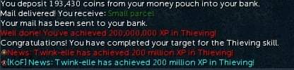 Huge Congratulations to. <a href="/twinklemilton/">🧚‍♀️Twinkle🧚‍♀️</a> on her <a href="/RuneScape/">RuneScape</a> 200mill Thieving achievement!