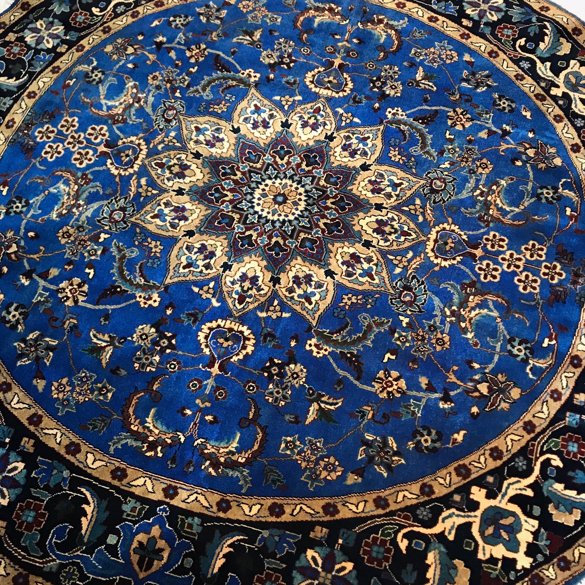 afghanrugshop's tweet photo. 2m beautiful round rug in stock and online. The turquoise and blue dyes are a well kept secret recipe and currently only made by one man in Mazar-e-Sharif #rarerug #blue #bluerug #round #roundrug #luxury #interiordesign in support of #labelstep and @Afghanaid https://t.co/DQ4oE2nruy