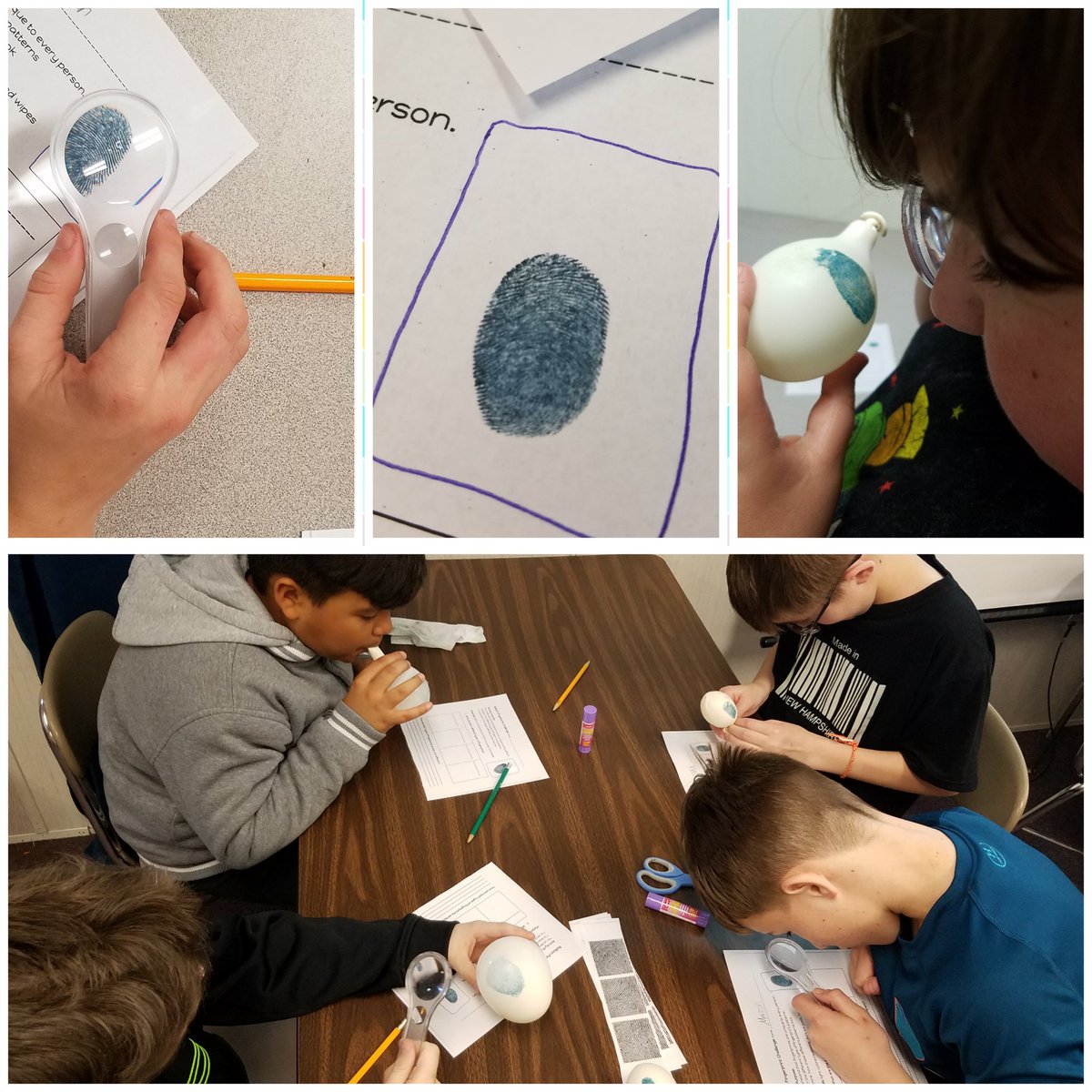 5th graders <a href="/PolentaES/">Polenta Elementary</a>  investigating fingerprints today! #jocostem #polentapumas #STEMrocks