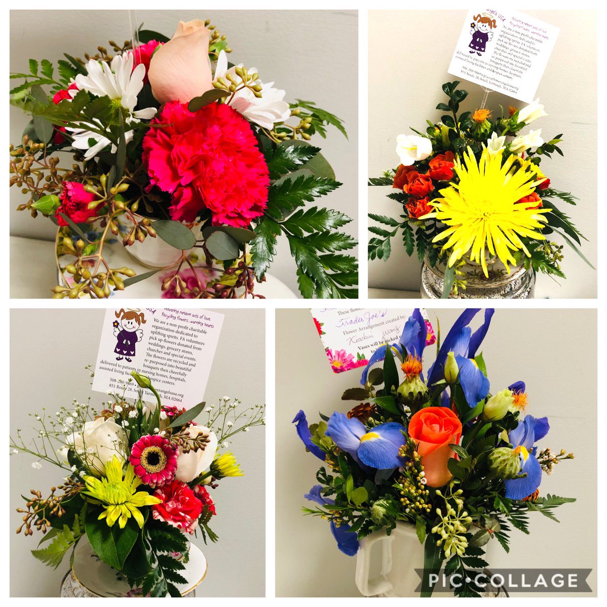 flowerangelsusa's tweet photo. Happiness blooms in our workshop today! We created 80 bouquets for residents at Harbor Point at Centerville and South Dennis Healthcare 💐 Thank you @TJoes_Official  and @shaws  for your donations! #ourvolunteersarethebest
#awholelottalove💐
#keepitkindcapecod
#flowerangelsusa https://t.co/pjxxtGIKlW