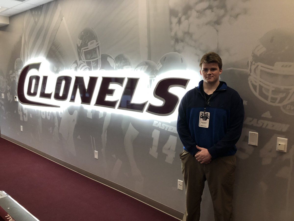 56seancarpenter's tweet photo. I wanted to thank @CoachElderEKU @CoachHope58 @CoachParrilli @CoachGravelEKU for a great visit to see a great program @EKUFootball https://t.co/DYZWga5HTD