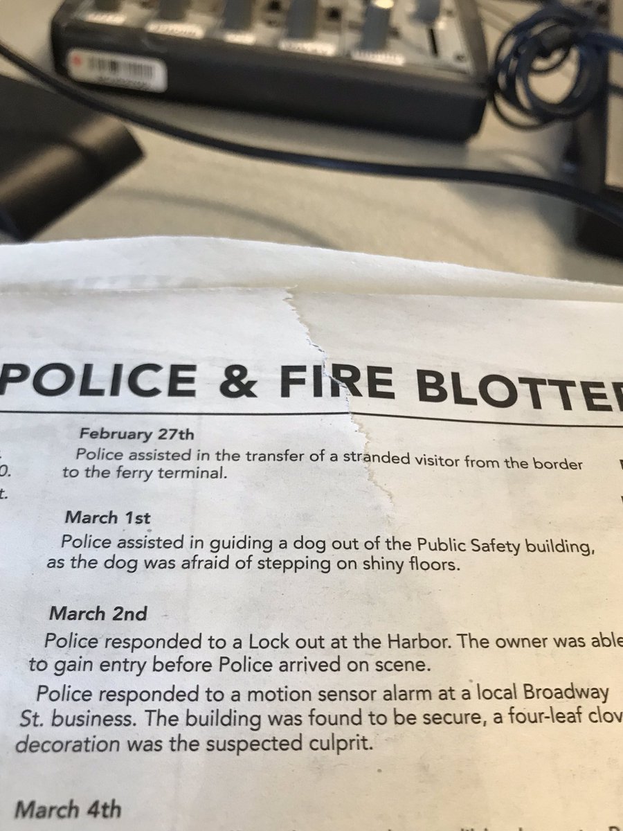Y’all know I love a police blotter, but this one in The Skagway News really takes the cake.