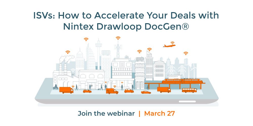 Nintex's tweet photo. Are you growing your business on the Salesforce
@AppExchange? Join the partner team at Nintex to learn how #Drawloop Embedded helps ISVs attack new market opportunities. Register for the #webinar on March 27: https://t.co/4V7xHMkR79 https://t.co/7HPElXsnK4