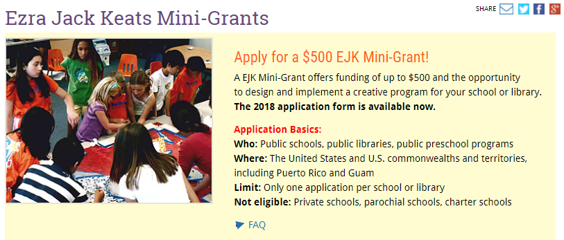 Don't miss out on $500 from the <a href="/EJKeats/">Ezra Jack Keats Fdtn</a> Foundation for your imaginative literacy project! Due Mar 31 bit.ly/2H9NXyh

#SuccessTPS #TeamTulsa #oklaed #literacy #grants