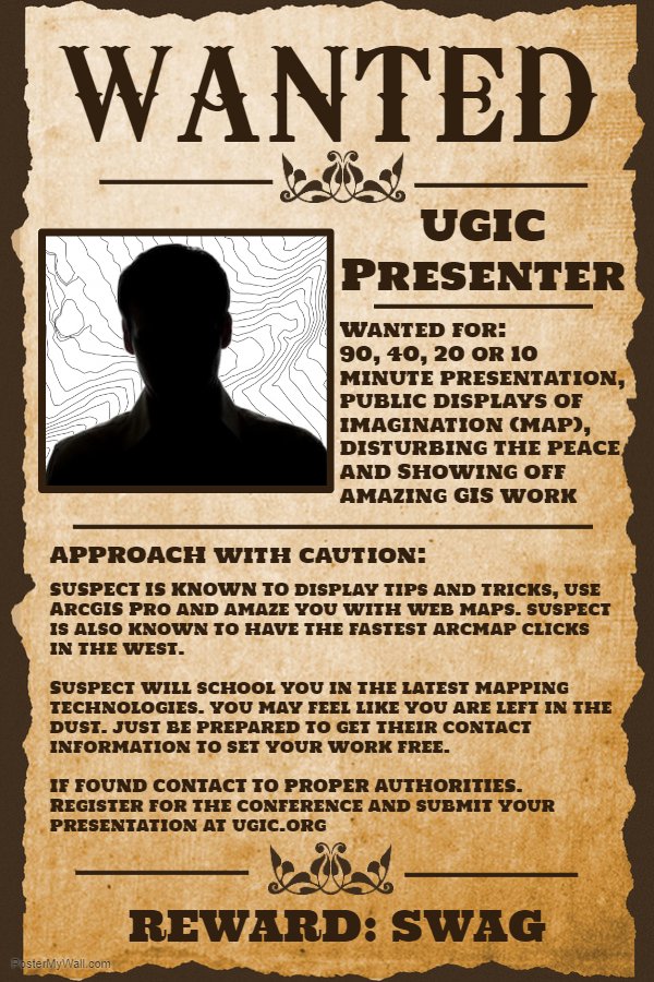 ugicutah's tweet photo. You are wanted....🤠
#utmap #GIS #YouCanDoIt #UGIC19 #GetCoolStuff
Register - https://t.co/qpsRPGtAGl
Submit - https://t.co/vlq9JcNj6T https://t.co/ZFR1GzBpdd