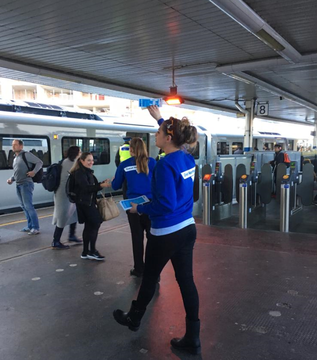 PaulCodd's tweet photo. Back at Finsbury Park in time for a new @GNRailUK Class 717s in the spring evening sunshine. Then chocolates, leaflets and questions with passengers - joining a fabulous team, well known to anyone who joins our Meet the Manager sessions, including Teresa of #Brighton fame! https://t.co/iPYjBajnlU