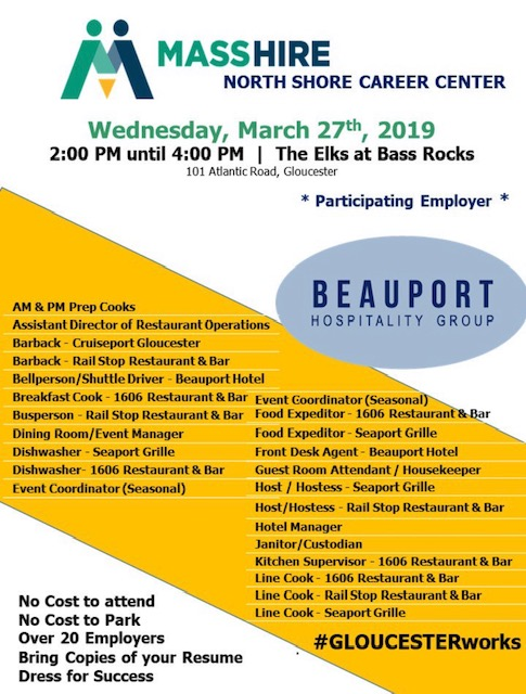 InnovateGlosta's tweet photo. Join the City of Gloucester and @nswib for the Gloucester & Cape Ann Hiring Event on Wednesday, March 27th!
Thank you to our participating employers.
Job Fair Info: https://t.co/No2BmM47f5
#gloucesterworks #GloucesterMA #CapeAnn https://t.co/ddnUxPfV8b