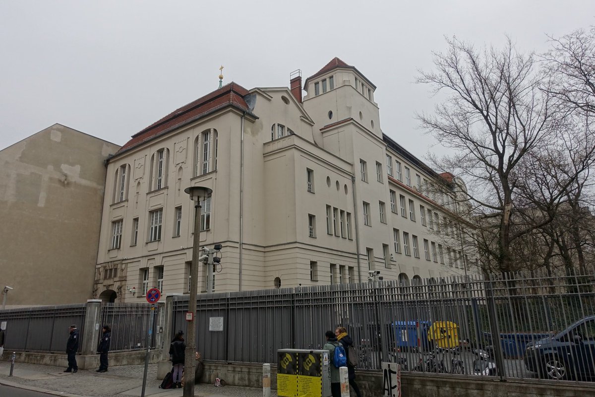 42\\Next to the cemetery and visible from Mendelssohn’s grave is a school named after him, the Moses Mendelssohn Gymnasium. Unusually, it’s a high-security school. But then, it’s a Jewish school and it’s standing in Germany.