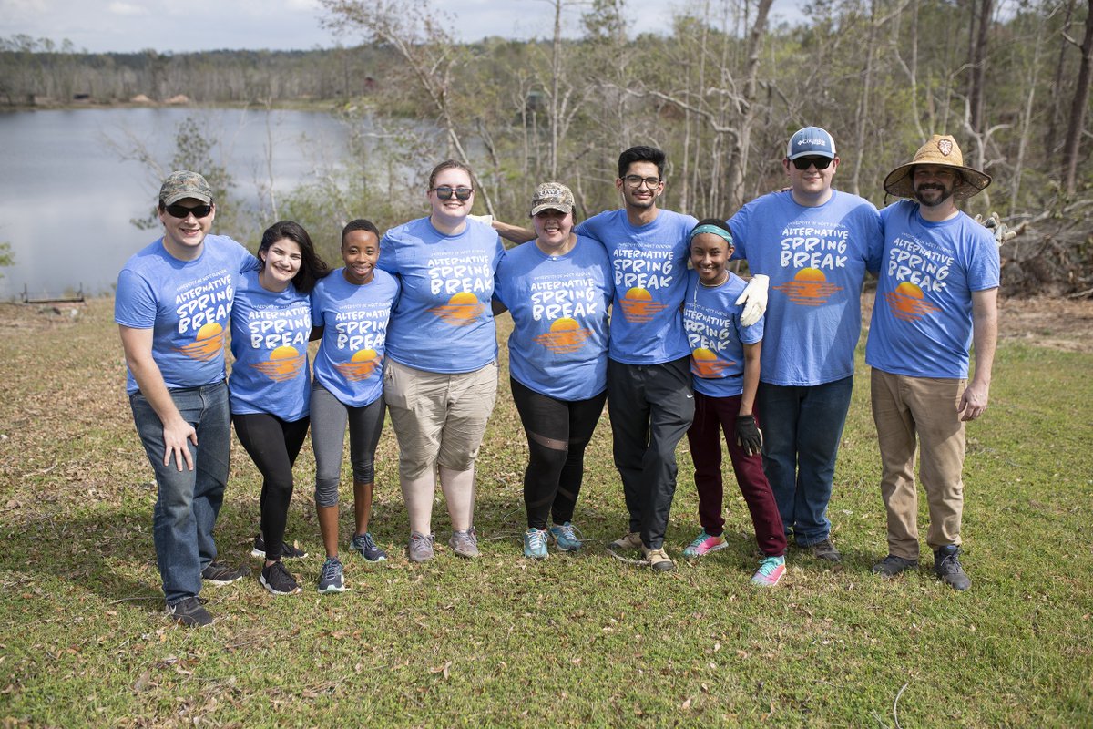 UWF's tweet image. Lending a helping hand is something that #Argos will always do. Eight #UWF students spent their spring break aiding those in need after the devastating impact Hurricane Michael brought to the Florida Panhandle in October 2018. #AlternativeSpringBreak @UWFSI
