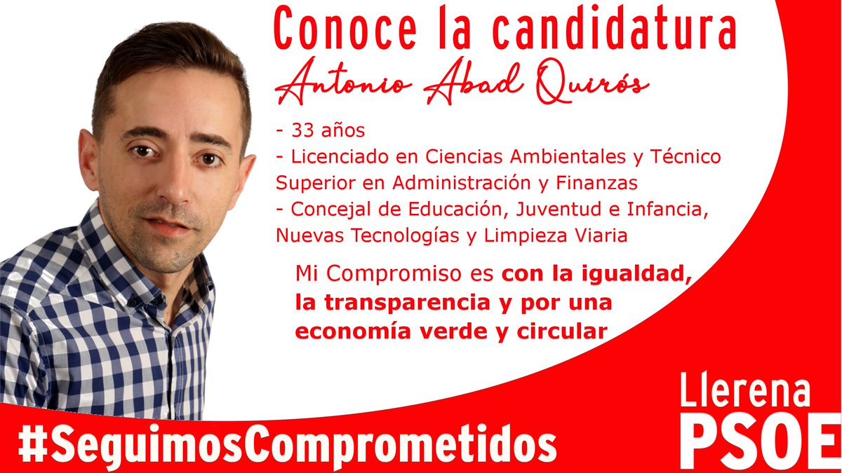 JMS_Candidata's tweet photo. 🗣 Conoce la candidatura 🌹
N6: Antonio Abad Quirós 
#SeguimosComprometidos
#LlerenaSiempre
#JuanaMorenoCandidata https://t.co/mXIrV2S2h5