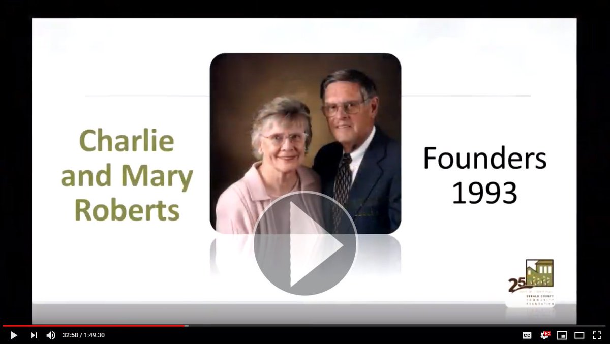 Listen as Ron Klein, the very first Board President of the Community Foundation, tells the story of how the DeKalb County Community Foundation began. Thank you to founders Charlie and Mary Roberts for their generosity and commitment to DeKalb County. ow.ly/Vbrk30o8sw9