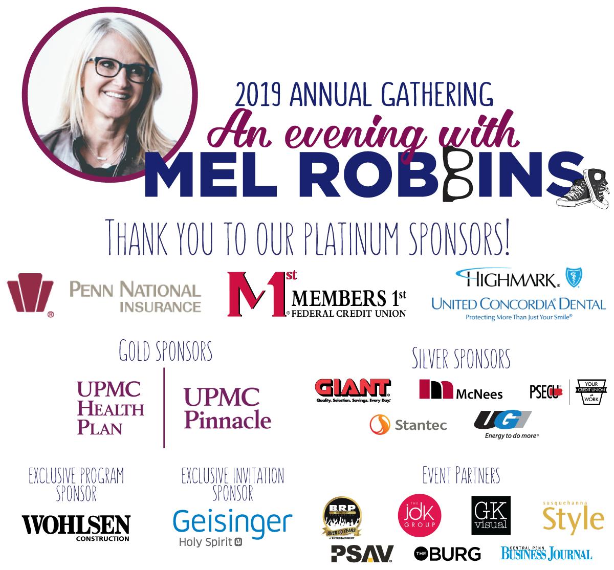 hrccredc's tweet photo. We are SO EXCITED to have Mel Robbins join us live this Wednesday in Hershey, but we know this day wouldn't be possible without our incredible sponsors!

A special thank you to our Platinum Sponsors @Members1stFCU, @PennNationalIns, @Highmark and @UnitedConcordia. https://t.co/tkNOsOaYj3