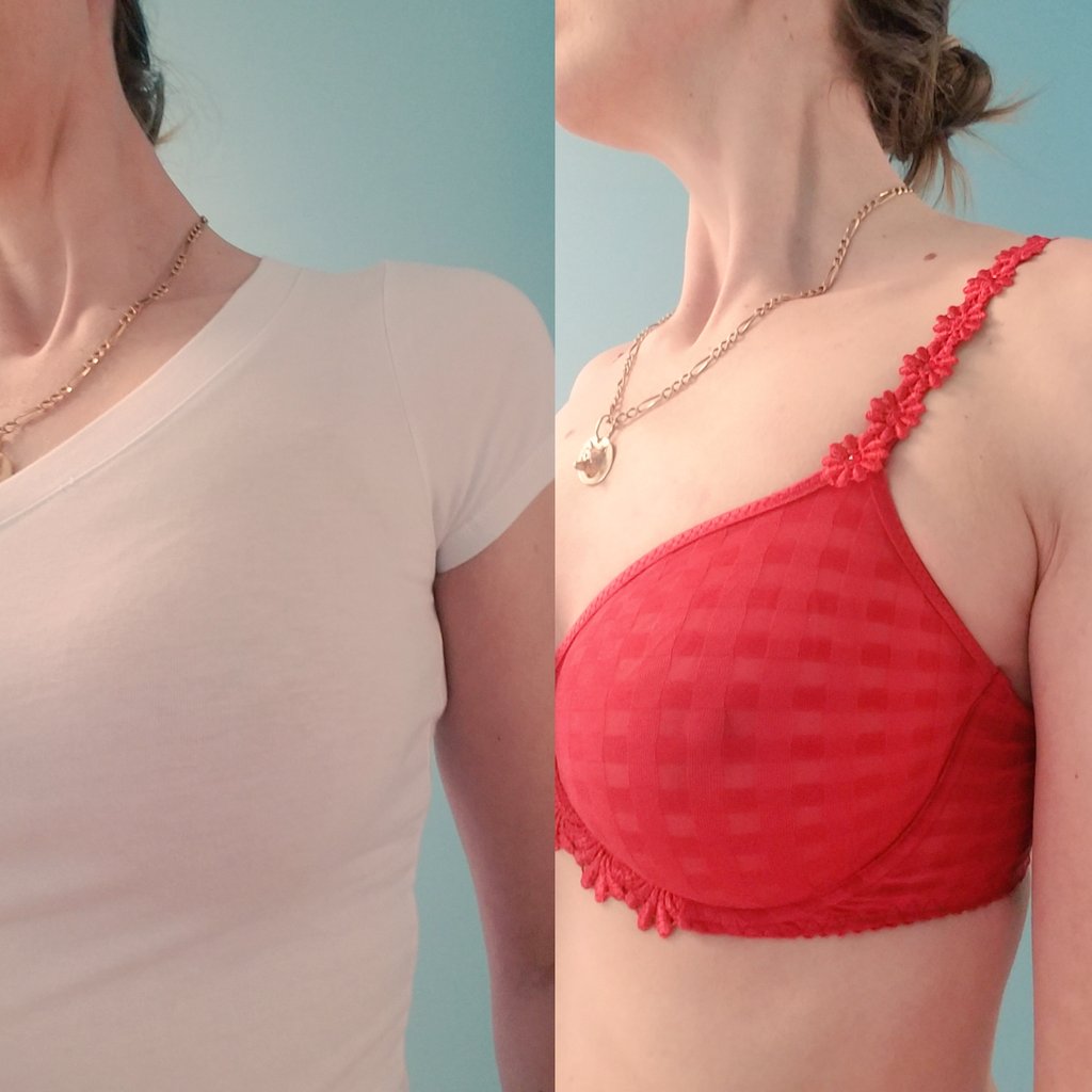 LaPecheLingerie's tweet photo. Same bra, with and without shirt... You don't need to only wear beige...
.
.
#redbra #newneutral #enoughbeige #brafitting #manchestervt https://t.co/ezjrqNRiVG
