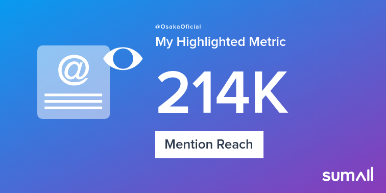 OsakaOficial's tweet photo. My week on Twitter 🎉: 2 Mentions, 214K Mention Reach. See yours with https://t.co/hI6X7oeo76 https://t.co/6etaczln4N