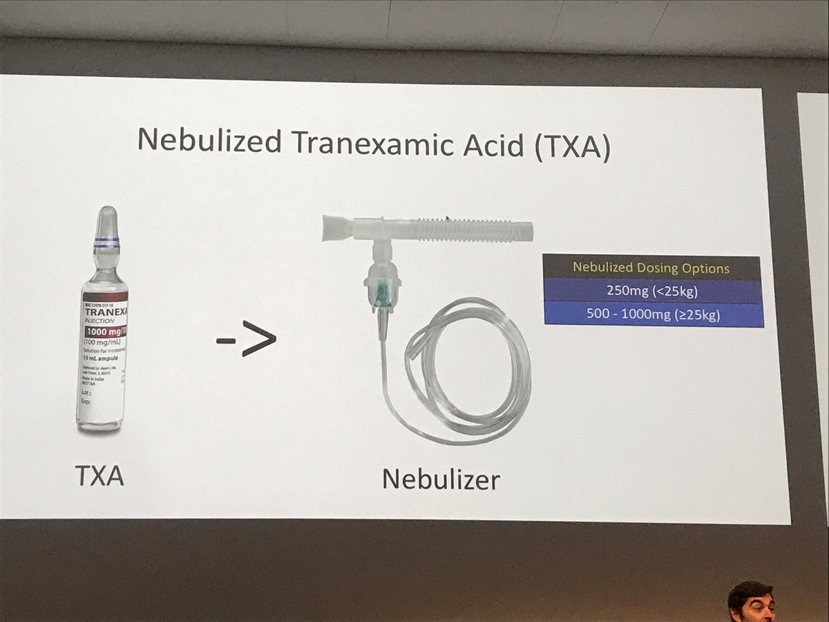 Xlrdlx's tweet photo. @srrezaie Interesting but yet lack of data: Nebulized TXA in Haemoptysis, bleeding Post-Tonsillectomy. #smacc #EMupdates https://t.co/BE3z1bAjvJ