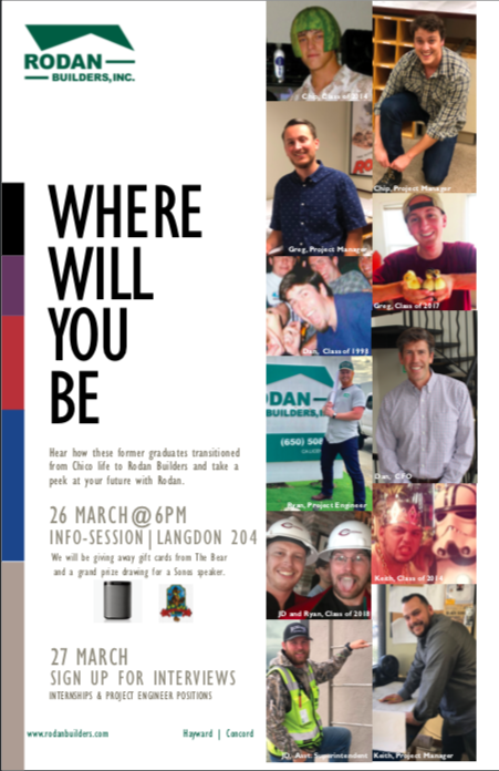 Where Will You Be? Come by tomorrow night at 6:00 to check out Rodan's Info-Session and have a chance to win a Sonos Speaker or a Madison Bear Garden Gift Card!!