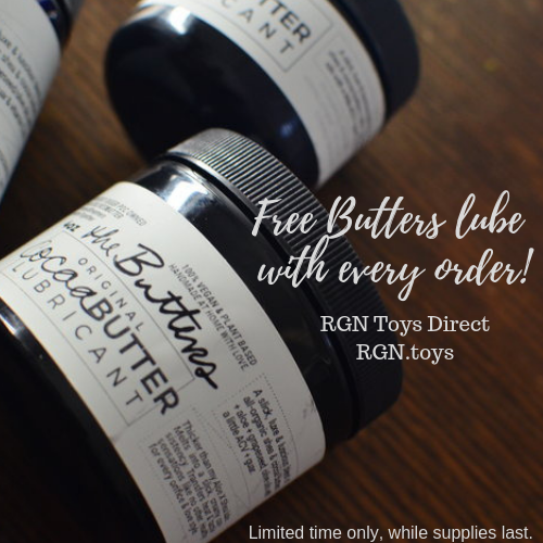 Get a #free 4oz jar of <a href="/getthebutters/">The Butters</a> lube with any order placed at RGN.toys.  #ItsOnUs
