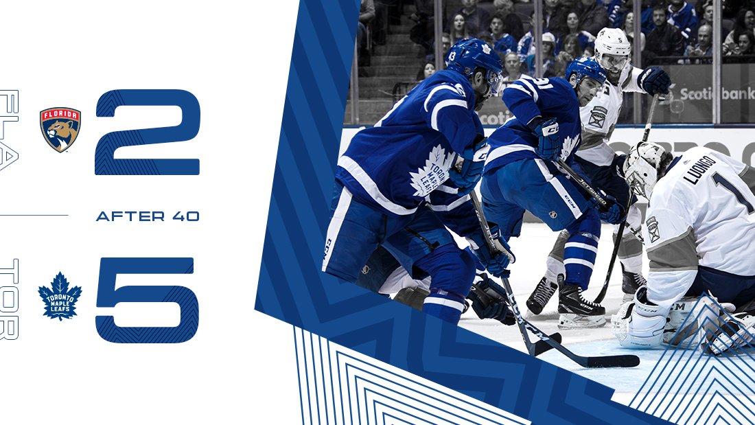 MapleLeafs's tweet photo. .@91Tavares completes the hatty and the Leafs lead 5-2 through two. #LeafsForever https://t.co/F4UlqeOG91