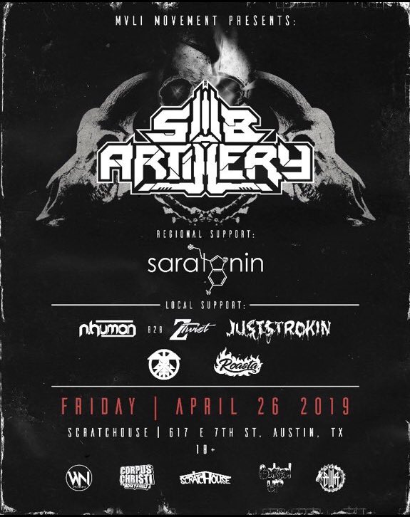 ‼️AUSTIN FAM‼️ Win a pair of tix to see Sub Artillery and friends at the Scratchouse on 4.26❕

✅MUST RT AND FOLLOW:
<a href="/TexasEDMFamily/">TEXAS EDM FAMILY</a> 
<a href="/MVLI_MOVEMENT/">MVLI MOVEMENT</a> 

🎫 Tickets: events.loop-1.com/Events/40504/m…
Ends 4.22