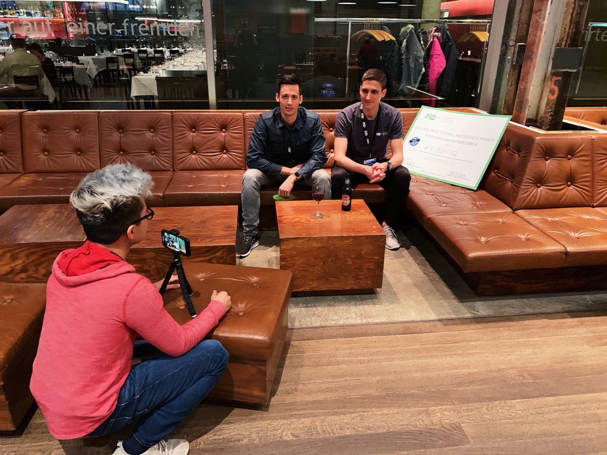 earlybyte_ch's tweet photo. The proud 2nd price overall Hackathon winner of the #F10HackathonZurich
Check out their pitch here: https://t.co/7MPdv1Dfex
Team hAPI 5 with their product eQtiq. @earlybyte_ch  represented by Michael Sladoje &amp; Mike Schälchli. https://t.co/u5z2jYpwpq