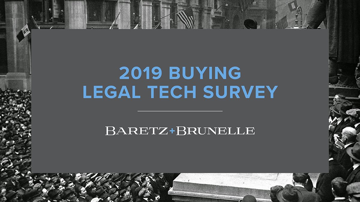 BaretzBrunelle's tweet photo. The 2019 Buying #LegalTech Survey is open. This year we're taking a deeper look into the challenges purchasers of legal tech are facing. Results to be revealed at @cloc_org in May. #ALSP #newlaw
https://t.co/SsL1fMOTdD https://t.co/TQP6uNsxk4