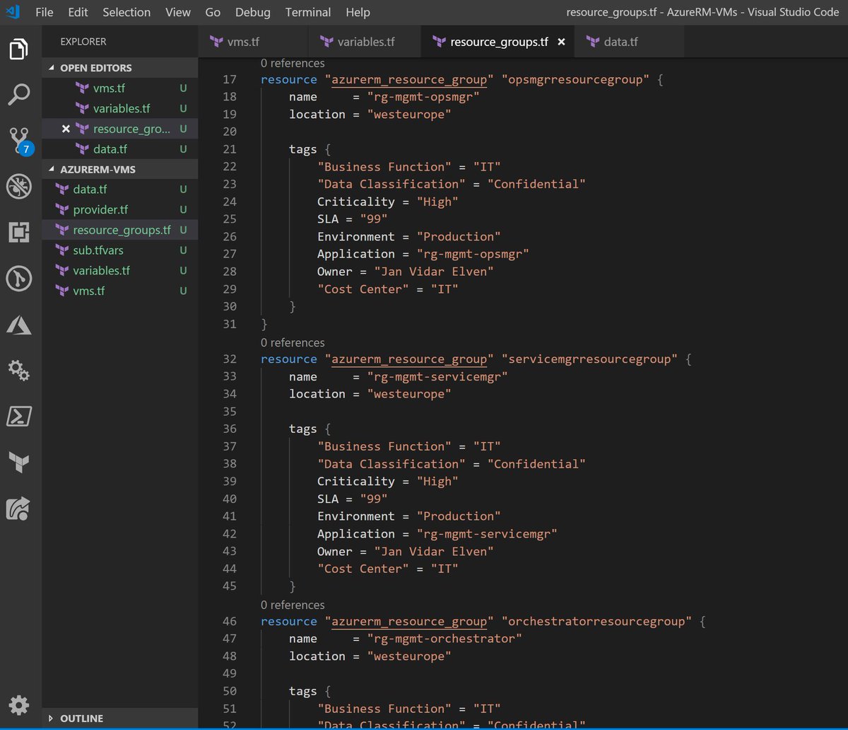 JanVidarElven's tweet photo. @jantorep @SCUGNorway @JanEgilRing Building my new #SystemCenter2019 demo environment for the meetup as we speak, using #Azure #TerraForm #vscode @SCUGNorway https://t.co/aDDQUJWIcO