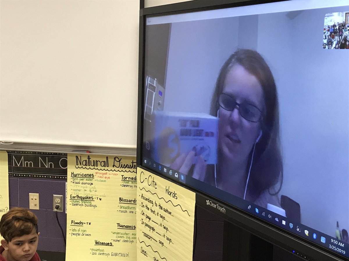 MrsCampbellKL's tweet photo. We had the BEST Skype session this morning with AZK teacher alumni Ms. Kyle and her husband, who live in Japan! We’ve been studying natural disasters, so they spoke to us about what it’s like during typhoon season and shared info about tsunamis! What a treat! @AZKelleyES https://t.co/0HkQuQWfPW