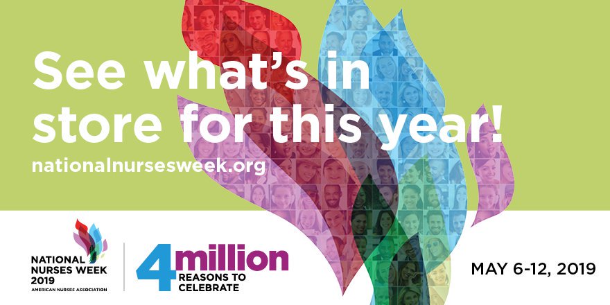 ANANursingWorld's tweet photo. National Nurses Week is coming!! We can’t wait to celebrate a nation of 4 million nurses May 6-12. Are you ready to show your nurse pride?! See what’s in store at https://t.co/8kulM4rDq2. #NursesWeek https://t.co/vLULQwKFxg