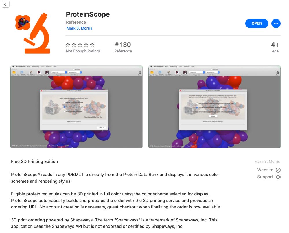 ProteinScope's tweet image. Latest 3D print of @buildmodels 9INS insulin #protein just arrived, glossy full color sandstone in the Hydrophobicity color scheme. #3DPrinted with the @shapeways @ShapewaysAPI 3D print ordering in ProteinScope for Mac, on the #MacAppStore now: uplink.to/psmac