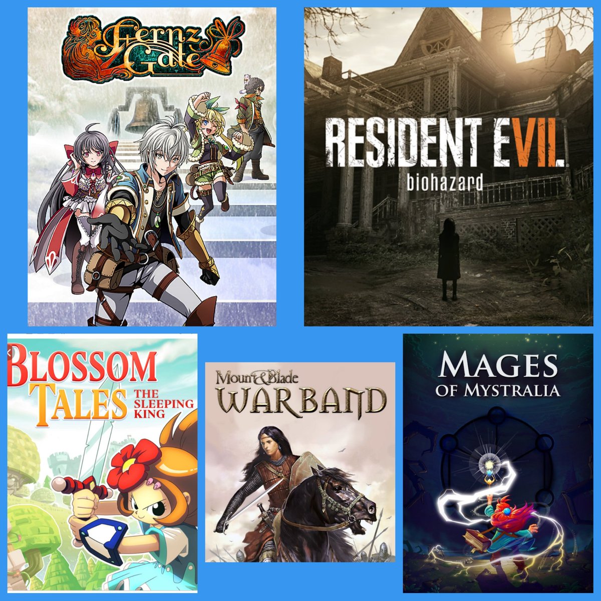 Player2Reviews's tweet photo. Today, we look at some of @Sric360's favorite reviews! #P2R4ever
Mages of Mystralia:
https://t.co/y4EagbduBy
Mount and Blade:
https://t.co/P3RpYFowK5
Blossom Tales:
https://t.co/tKYSAf7aGi
RE7: 
https://t.co/EEkl6kTRMV
Fernz Gate:
https://t.co/tEaKUMCgUE https://t.co/fSxe3ZJKSg
