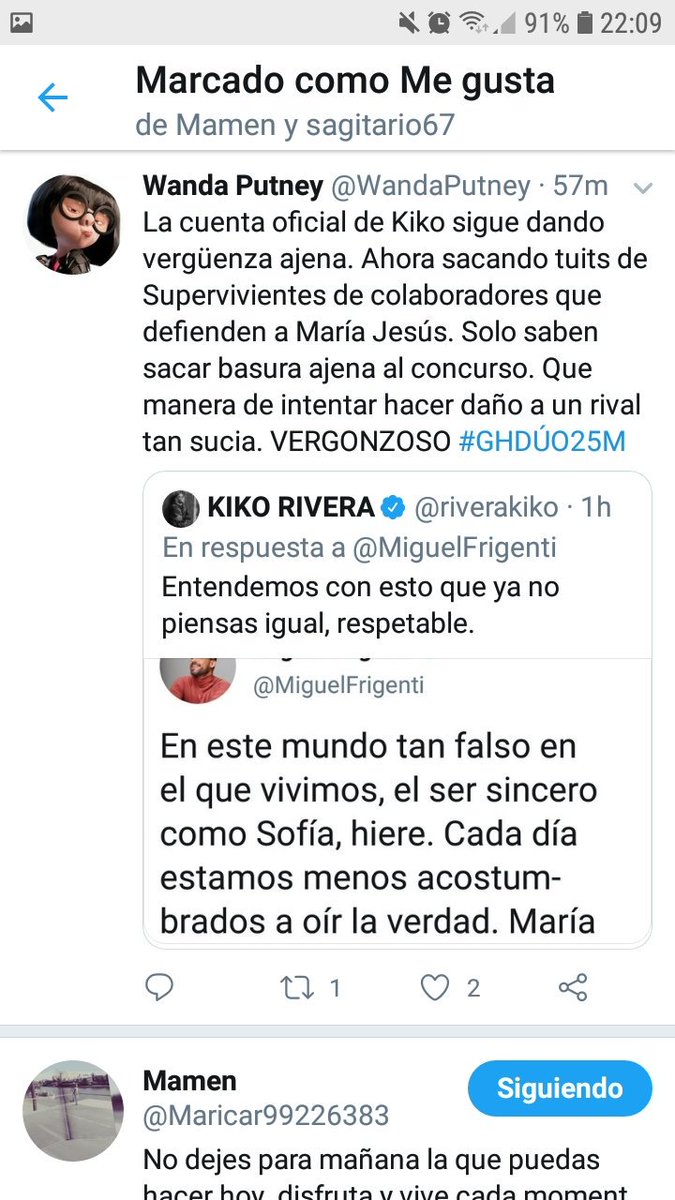 WandaPutney's tweet photo. Me acaba de bloquear la cuenta de Kiko por recriminarles poner contenido ajeno al concurso sobre MJ y meterse con un tuit de @MiguelFrigenti que era de SV, en vez de comentar sobre el #GHDÚO. Se ve que las verdades duelen 🤷🏻‍♀️ #GHDÚO25M #GHDÚODBT11 #ghduro #GHDúo #GHDÚO26M https://t.co/pRm6wda85e