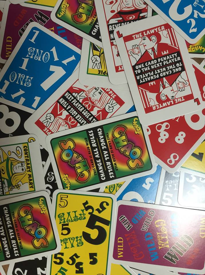 TDCGames's tweet photo. It's CHAOS! Don't panic - it's just the Chaos Card Game, available on https://t.co/DIvJnYHTbR!To win this game all you have to do is get rid of all your cards. It’s simple…until the rules change! 

#tdcgames #chaos #chaoscardgame #familyfun https://t.co/C0dkqp2Vfg