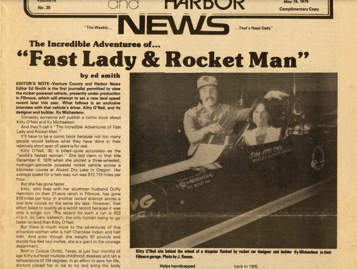 Thinking of Kitty O'Neil, whose birthday was yesterday.❤️ #stunts #stuntwoman #racing #racecar #rocketmandoc