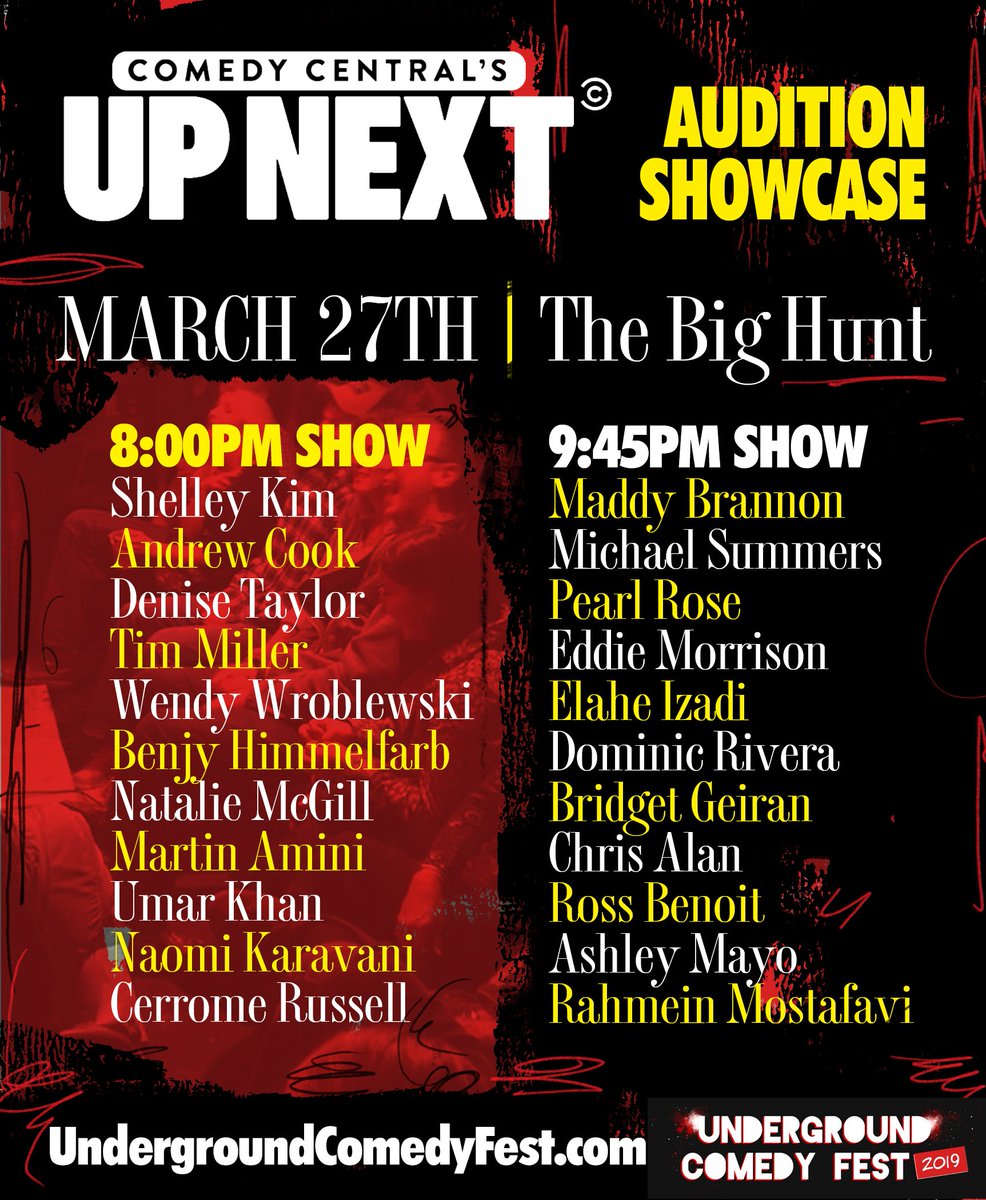 WEDNESDAY: Gonna be at <a href="/bighuntdc/">The Big Hunt</a> for <a href="/UCFest2019/">Undergound Comedy Fest 2019</a>'s 8pm Comedy Central Up Next Audition showcase!

Tickets: bit.ly/2FBNLpp