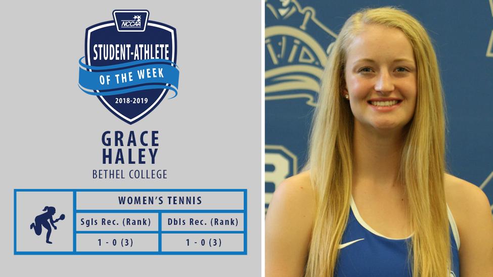 TheNCCAA's tweet photo. Congrats to the Tennis Student-Athletes of the Week!
Men: Andres Reyes, Ottawa University Arizona: https://t.co/LDbwjF0Mpx
Women: Grace Haley, Bethel College: https://t.co/DPvy9nGJNH https://t.co/Ezwao5aEqE