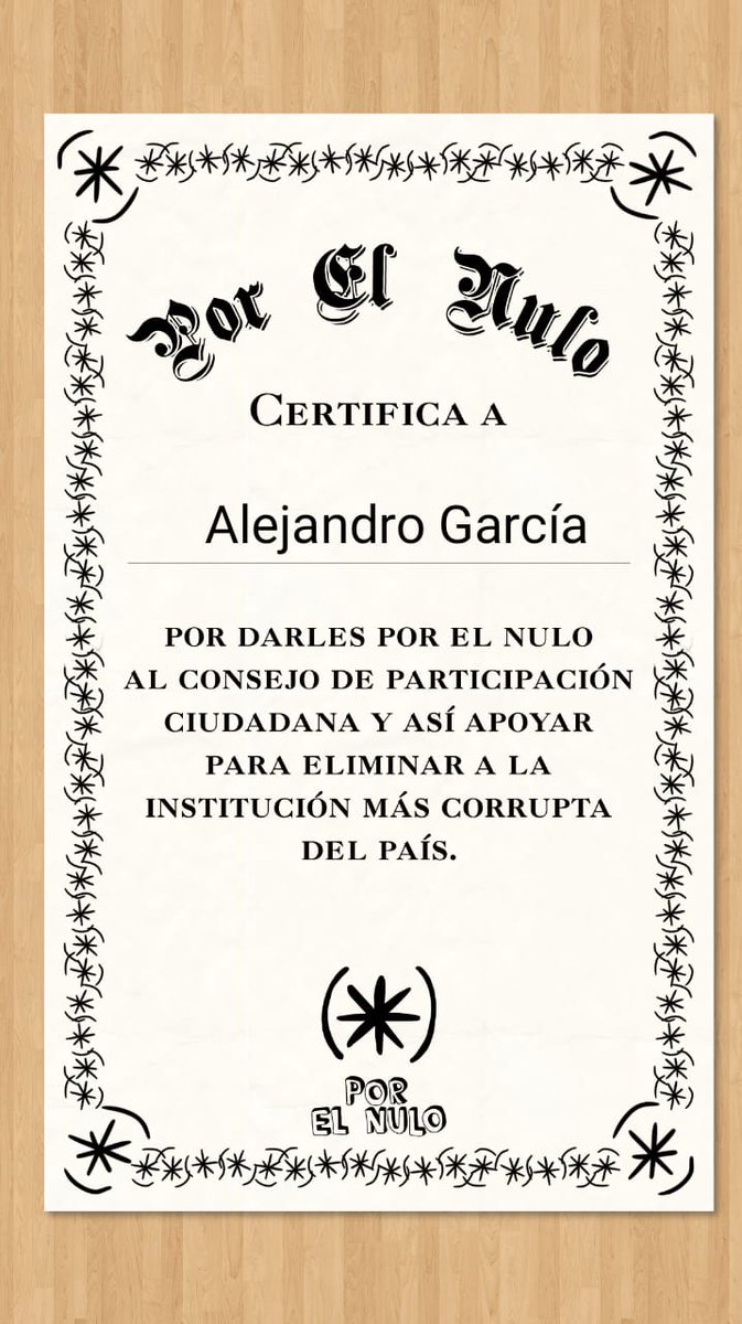 porelnulo's tweet photo. @ale_garciasolis @artumoscoso @Martinminguchi @LoloMino @fabovillamar @c_larreategui @mmaldonadomunoz @oscarvelad @RafaellaUzcteg1 @PabloDavilaJ @4pelagatos4 Alejandro, te certificamos por darle #PorElNulo al CPCCS! https://t.co/qrNmBi8LDW