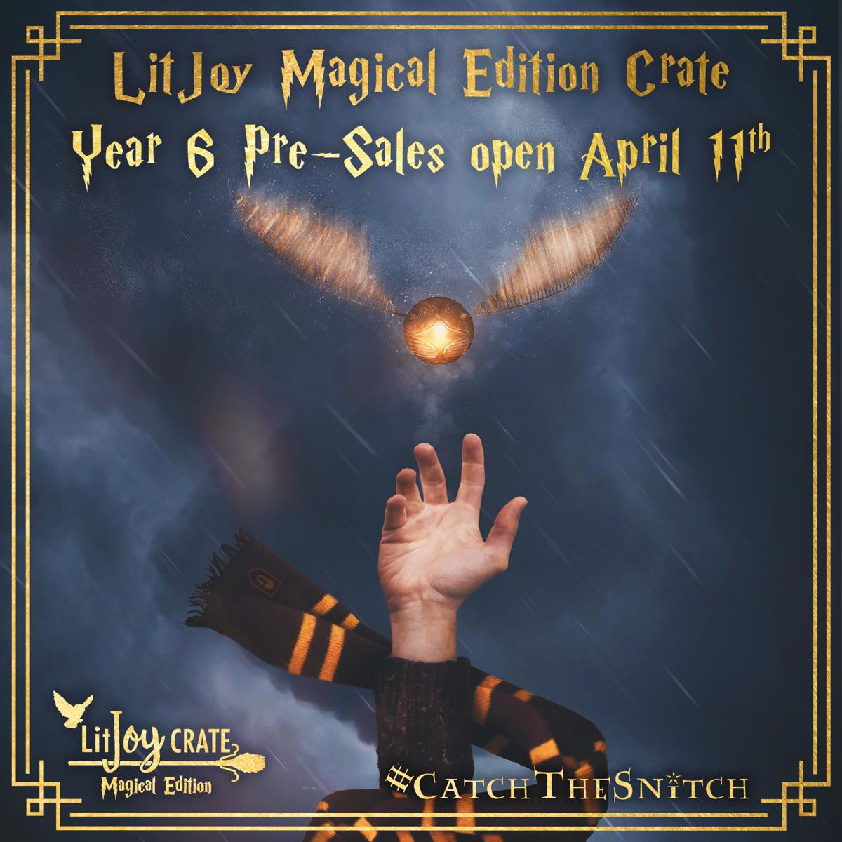 hiddendolphin17's tweet photo. So ready for @LitJoyCrate Year 6! They are giving away a free snitch trading card in this box if you play the Catch the Snitch game! #catchthesnitch #litjoymagicaledition #litjoycrate https://t.co/E0JdPOaAvg