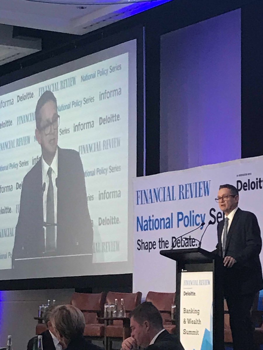 tonyritchie's tweet image. ⁦@Green_Dot⁩ ⁦@DeloitteNewsAU⁩ CEO Richard Deutsch opens the influential AFR Banking and Wealth summit.  The future post Hayne