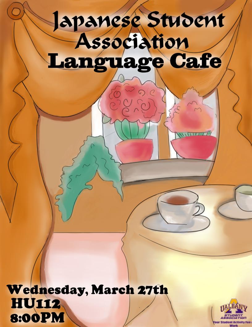 UAlbanyJSA's tweet photo. Hello everyone! This week's Language Café will be held on Wednesday!
Date: Wednesday, March 27th
Time:8:00PM
Location:HU112 https://t.co/cIs7z5xGTy