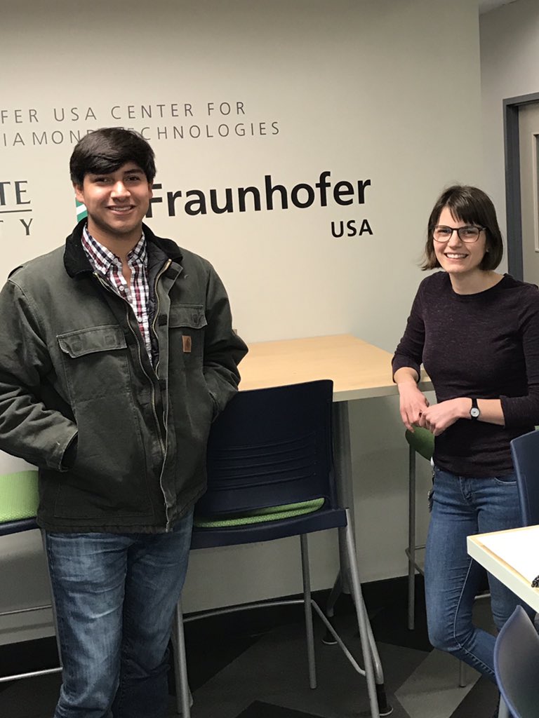 mackinacusa's tweet photo. Mackinac Mississippi meets Mackinac Michigan this week as Victor Villarreal (l) journeyed North from Rolling Fork to meet &amp; learn from folks in the Grand Rapids office as well as Mackinac partners at Fraunhofer USA, including Nina Baule (r). @Fraunhofer_CESE  @michiganstateu https://t.co/iEEjdP7kgB