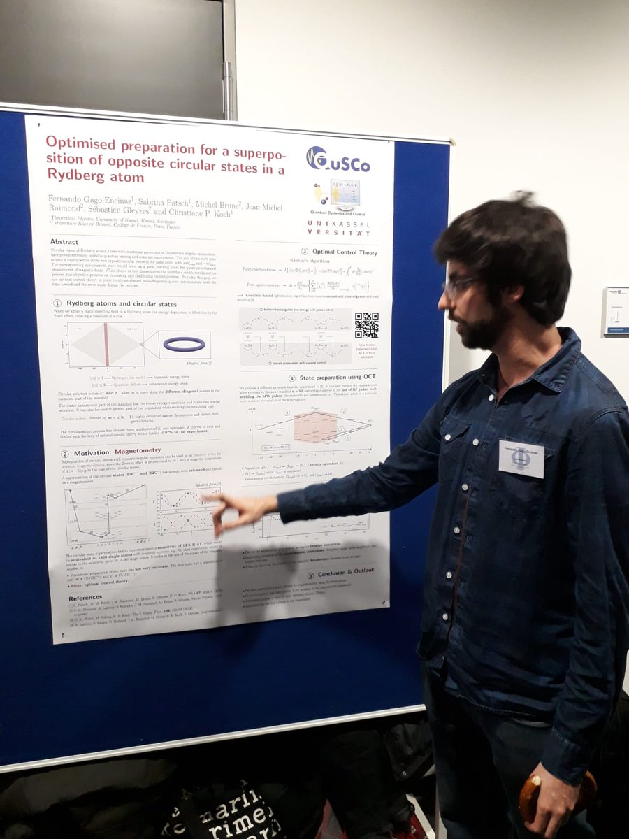 FGago_Physics's tweet image. Some pictures from the last poster session at the DPG. Great opportunity to present some of my work with optimal control theory applied to Rydberg atoms!
#QuSCo_EU #OptimalControl
